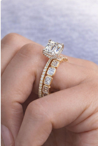 Factory Whole <b>Cheap</b> Price 925 Sterling Silver 5A White Square Zircon <b>Ring</b> Set Gold Plated Engagement Wedding <b>Rings</b> for Women - Product Image 2