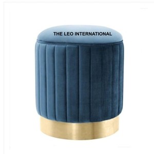 Glossy Finished Ottoman <b>Stool</b> Stainless Steel Foam and Fabric Material Home Hotel Restaurant Use Ottoman <b>Stool</b> - Product Image 6