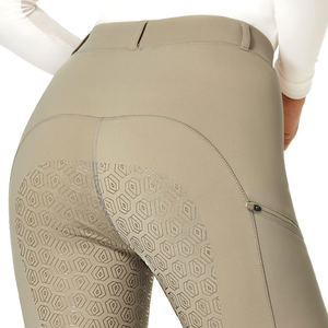Jodhpurs d'équitation taille haute pour femme avec grip intégral et poche standard, coupe slim beige - Product Image 5