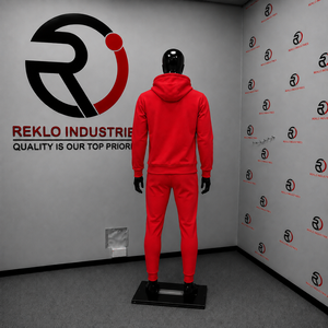 Conjunto Deportivo Rojo para Hombre con Capucha, Sudadera y Pantalones de Poliéster de Color Sólido con Cierre Completo, Estilo Casual para Otoño, Forro Polar Suave, Corte Urbano - Product Image 4