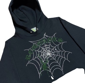 Men's Gothic Hooded Zipper <b>Jacket</b> With <b>Rhinestone</b> Skeleton And Butterfly Print Fleece Material Winter Style - Product Image 4