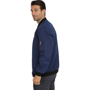 2026 Premium Quality Men Navy Blue Regular Fit Zipper Closure Solid Color Polyester Material Casual Wear Bomber <b>Jacket</b> For Sale - Product Image 6