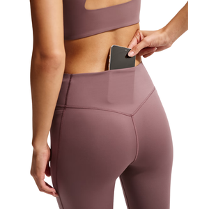 Women's Mauve High Waist Yoga <b>Leggings</b> Stretch Gym Fitness Running Workout Pants Moisture Wicking <b>Pocket</b> Casual Activewear - Product Image 5