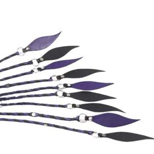 แส้หนังวัวแท้พร้อมด้ามจับแบบถักและสายคล้องสองสี - Product Image 6