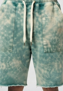 Men Loose Fit Acid Wash Sweat Shorts 100% Cotton Fleece Elastic Waist Shorts Men's Casual Training Gym Street Wear Shorts Men - Product Image 5