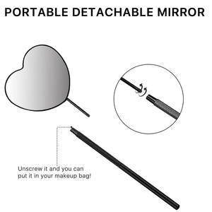 Multifunctional Lighted Dual Sided Foldable Cosmetic <b>Mirror</b> Plastic Frame Handheld <b>Small</b> Round Eyelash Extension <b>Mirror</b> - Product Image 3