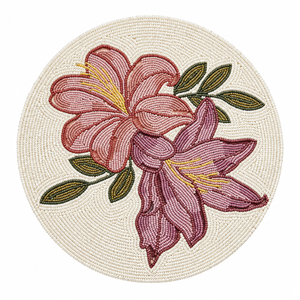 Round Floral Glass <b>Beaded</b> <b>Placemat</b> Hand <b>Beaded</b> Table Mat Botanical Designs Dining Table Decor Home Wedding Party | Elegant Decor - Product Image 1