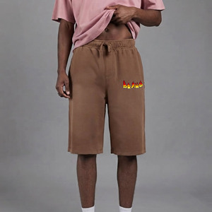 Shorts de sport pour homme en molleton 100 % coton de haute qualité, écologiques, confortables, décontractés, couleur unie, style unique, coupe ample, séchage rapide - Product Image 4