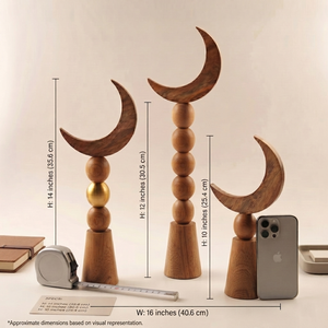 Conjunto de esferas apiladas de madera hechas a mano con forma de luna creciente que aportan elegancia natural a tu espacio de decoración contemporánea. - Product Image 3