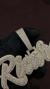 Colgante Personalizado con Nombre en Capas, Chapado en Rodio, con Diamantes VVS1 de 19 Quilates, Plata 925 y Oro de 10K, Fuente Personalizada, Amuleto de Joyería para Hombre - Product Image 5