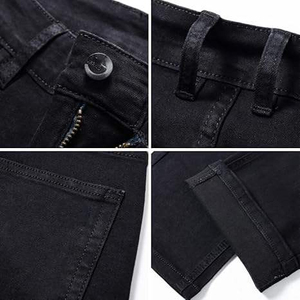 Nouveau Jean en Coton Noir Coupe Droite Taille Moyenne pour Homme Grande Taille 2026 – Pantalon Décontracté Ample à Braguette Boutonnée - Product Image 5