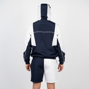 Conjunto Deportivo para Hombre, Chaqueta Ligera de Nailon y Pantalones Cortos, Diseño Color Block, Cortavientos, Estilo Casual para Exteriores - Product Image 2