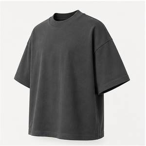 Custom Charcoal <b>Grey</b> Dense Cotton Boxy Mens Oversized Short Sleeve Crew Neck <b>T</b>-<b>Shirt</b> MTS-OVR-0003 - Product Image 4