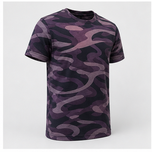 Camiseta de Manga Corta para Hombre con Estampado de Camuflaje y Lazo de Cinta Color Morado Aubergine Personalizada MTS-CAMO-0022 - Product Image 4