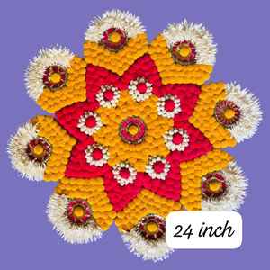 Support de bougie chauffe-plat indien traditionnel Rangoli, fleurs artificielles, métal, écologique, décoration extérieure pour bougies chauffe-plat, maison, mariage, fête - Product Image 6