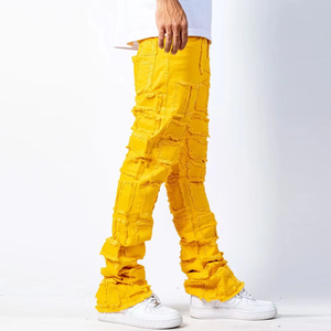 Pantalones de mezclilla baratos estilo streetwear, vaqueros holgados de algodón, pantalones largos rectos para hombre, pantalones anchos lavados para hombre - Product Image 2
