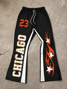 Pantalon évasé Chicago 23 pour homme, taille élastique avec cordon de serrage, sérigraphie, broderie, sportif, respirant, en polaire, grandes tailles, printemps - Product Image 1