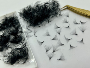 พัดขนตาปลอมแบบทำมือสั่งทำพิเศษ ขนาดใหญ่พิเศษ 20D สีดำเข้ม สำหรับต่อขนตาแบบ PBT สไตล์เกาหลี ขายส่งสำหรับธุรกิจ - Product Image 6