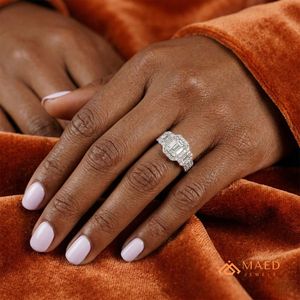 Moissanite Princess Cut Halo <b>Ring</b> for <b>Women</b> <b>Silver</b>/Gold Engagement <b>Wedding</b> Anniversary Jewelry Elegant Daily Wear Luxury Style - Product Image 5