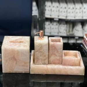 Ensemble de salle de bain en résine époxy au design créatif, 8 pièces pour la maison, distributeur de savon, porte-brosse à dents, plateau de toilette à prix abordable - Product Image 6