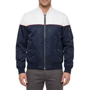 Tan Camel Heritage Breathable Bomber <b>Jackets</b> Contrasting Dark Brown Rib Knit Trim Large Front Patch Pockets Polyester <b>Jackets</b> - Product Image 3