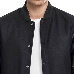 Veste d'hiver Varsity personnalisée en couleur unie, grande taille, corps en laine, manches en cuir avec logo, disponible dans toutes les couleurs. - Product Image 5
