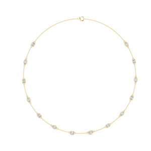 Yellow Gold Diamond Necklace Marquise and <b>Emerald</b> Cut <b>Pendant</b> Chain Jewelry for Wedding and Gift - Product Image 1