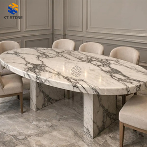 Tavolo da Pranzo Moderno KT STONE in Marmo Calacatta Viola, Piano Rotondo 130CM di Diametro, <span class=keywords><strong>Base</strong></span> Esagonale, Finitura Levigata per Villa - Product Image 6