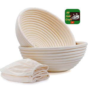 Cesta redonda de ratán vietnamita de 9 pulgadas para fermentar pan de masa madre, juego de cestas artesanales para panaderos - Product Image 4