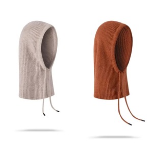 Cagoule côtelée beige avec cordon de serrage réglable, unisexe, pour adulte, couvre-tout le visage, 100 % acrylique - Product Image 4
