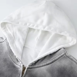 Sudadera con capucha y cremallera de gran tamaño con efecto tie-dye para hombre, informal, de algodón French Terry con degradado de color, manga larga, para otoño. - Product Image 2
