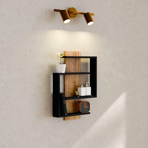 Estante de Pared Multifuncional de Madera y Metal de Nogal - Venta al por Mayor - Product Image 2