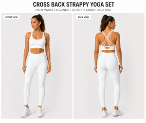Women Cross Back Strappy <b>Yoga</b> <b>Set</b> High Waist Leggings Sports Bra Gym Workout Activewear <b>Set</b> - Product Image 6