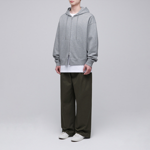 Vente en gros de sweats à capuche zippés pour hommes, couleur unie, coupe épaules tombantes, effet délavé à l'acide, personnalisables avec votre logo de marque - Product Image 3