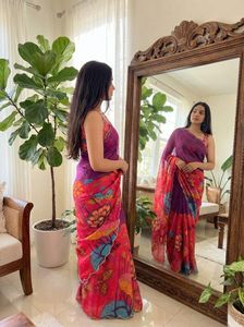 NOUVEAU Sari en soie Dhwaja Export Kalamkari fait main pour femmes du Gujarat avec fonction de séchage rapide, style décontracté, toutes saisons - Product Image 2