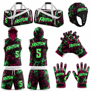 Tenue de football américain 7v7 sur mesure pour adulte, ensemble de sport respirant entièrement sublimé, grande taille, avec capuche sans manches, 100% respirant - Product Image 6