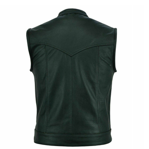 เสื้อกั๊กหนัง PU สำหรับผู้ชาย คอตั้ง ปิดด้วยซิป สีพื้น มีกระเป๋า สวมใส่ด้านนอก ความยาวปกติ สไตล์ไบค์เกอร์ - Product Image 3