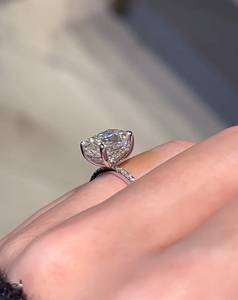 4 Carat Elongated Cushion Cut Diamond Engagement <b>Ring</b> for Women | Hidden Halo <b>Solitaire</b> Wedding Anniversary <b>Ring</b> | Luxury Bridal - Product Image 5