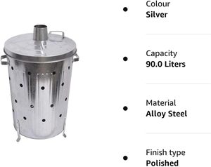 Contenedor Incinerador de Residuos de Jardín de Acero Galvanizado de Alta Resistencia con Tapa, Quemador de Hojas para Exteriores, Contenedor Metálico para Desechos de Jardín - Product Image 3