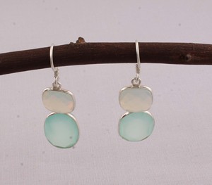 Natural Aqua Chalcedony & Opalite <b>Earrings</b> 925 <b>Sterling</b> <b>Silver</b> Jewelry Manufacturer Wholesale Handmade Gemstone Drop <b>Dangle</b> - Product Image 4