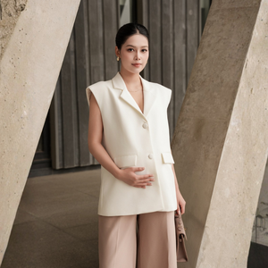 Conjunto de 2 Piezas para Oficina para Mujer, Top sin Mangas con Cuello con Muescas, Pantalones Largos, Mezcla de Poliéster, Rayón y Spandex, Casual, Color Sólido, Hecho en Vietnam - Product Image 2