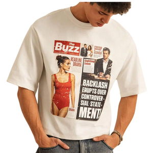 Camiseta de Alta Calidad para Hombre, Corte Cuadrado, Lavado a la Piedra, Poliéster y Algodón, Estilo Urbano Informal, Tallas Variadas - Product Image 1