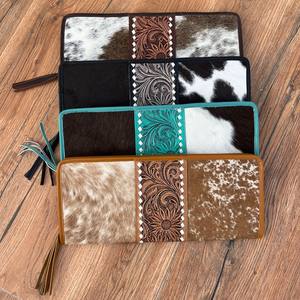 Mallette de rangement en cuir véritable de grande capacité avec pompon floral occidental usiné à la main en cuir de vachette vintage - Product Image 3