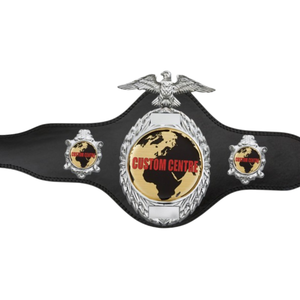 Ceinture de champion personnalisée avec emblème Aigle Argenté et Globe, ceinture de titre en cuir noir de qualité supérieure pour le sport - Product Image 2