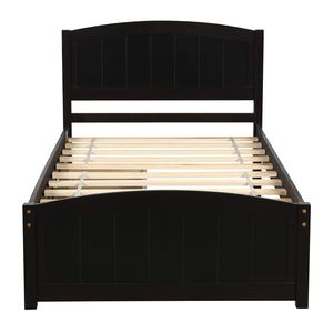 Letto a piattaforma in legno Espresso Twin-Size con due cassetti - Product Image 3