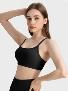 Women Cross Back Open Back Sports Bra Thin Strap Square <b>Neck</b> Yoga Crop Top Removable <b>Padded</b> Gym Workout Active Wear Bralette - Product Image 2