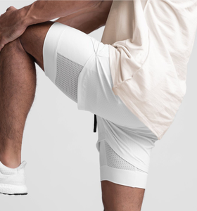 OEM Exclusive Custom Men's Loose Solid <b>Mid</b> Double-<b>Layer</b> Two-Piece Running Shorts Sports Fitness Pants Basketball Training - Product Image 5