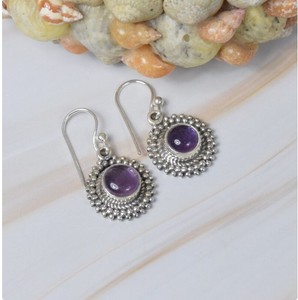 Wholesale Natural Amethyst <b>Earrings</b> 925 Sterling <b>Silver</b> Handmade Round Amethyst Drop <b>Dangle</b> <b>Earrings</b> Vintage Boho Gemstone Fine - Product Image 2