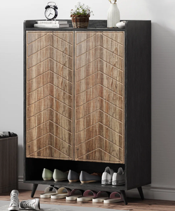 Banc à chaussures de style farmhouse avec compartiments spacieux et finitions bicolores confortables, idéal pour l'entrée, pour s'asseoir et ranger - Product Image 5