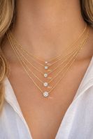 Collier solitaire pour femme en argent 925 plaqué or, diamant brillant flottant taillé au laser, certifié IGI, cultivé en laboratoire
